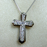 Sterling Silver 925 Cross Pendant with White CZ Stones