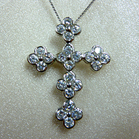 Sterling Silver 925 Cross Pendant with White (Hearts and Arrows) CZ Stones